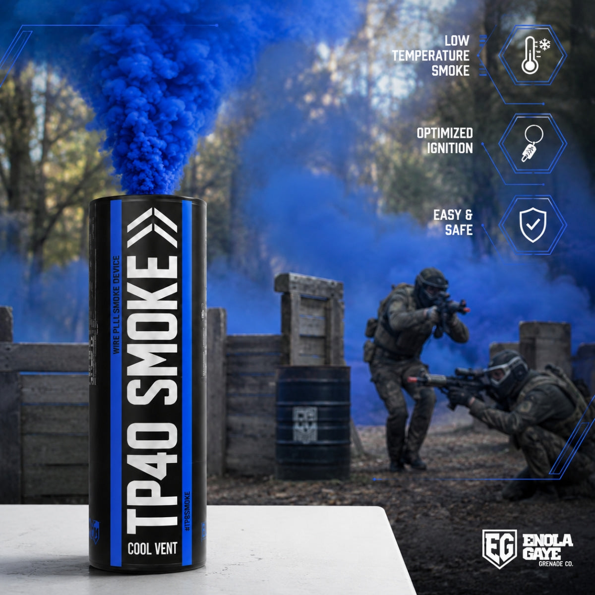 Smoke Grenade Enola Gaye TP40 Top Pull Smoke Grenade - Blue
