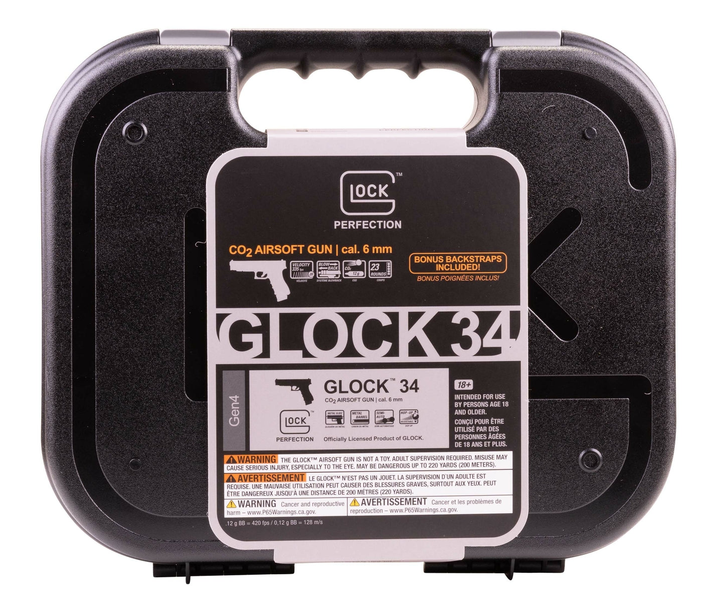 GLOCK Glock G34 Gen 4 Deluxe CO2 Airsoft Pistol - 6mm, Black, 23 Round Mag