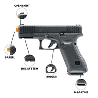Airsoft Gas Pistol Glock G45 MOS GBB Airsoft Pistol w/ BBs, Holster, Case and Gas - Bundle set