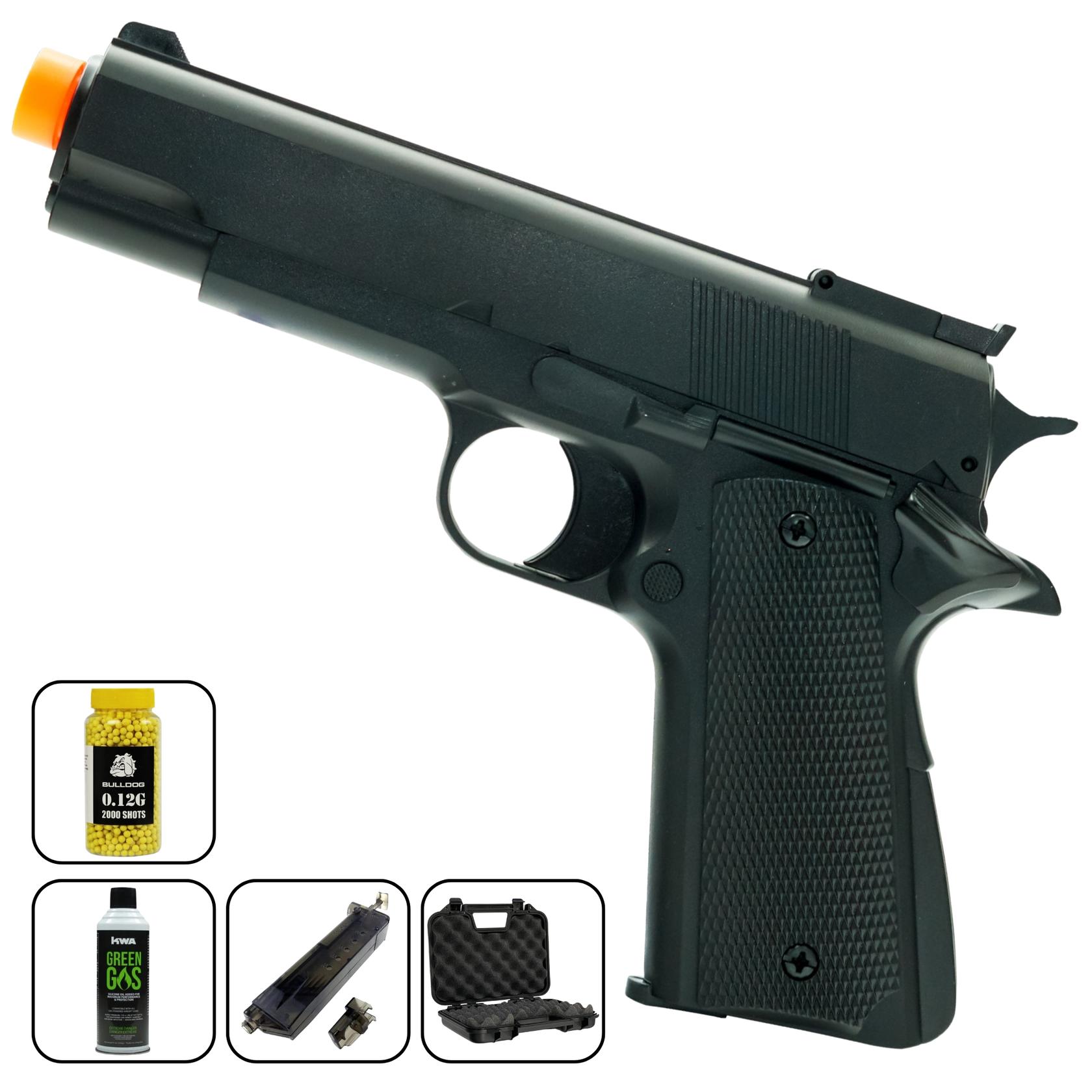 Airsoft Gas Pistol HFC Green Gas 1911 Airsoft Pistol w/ BBs, Gas, case & Speed Loader
