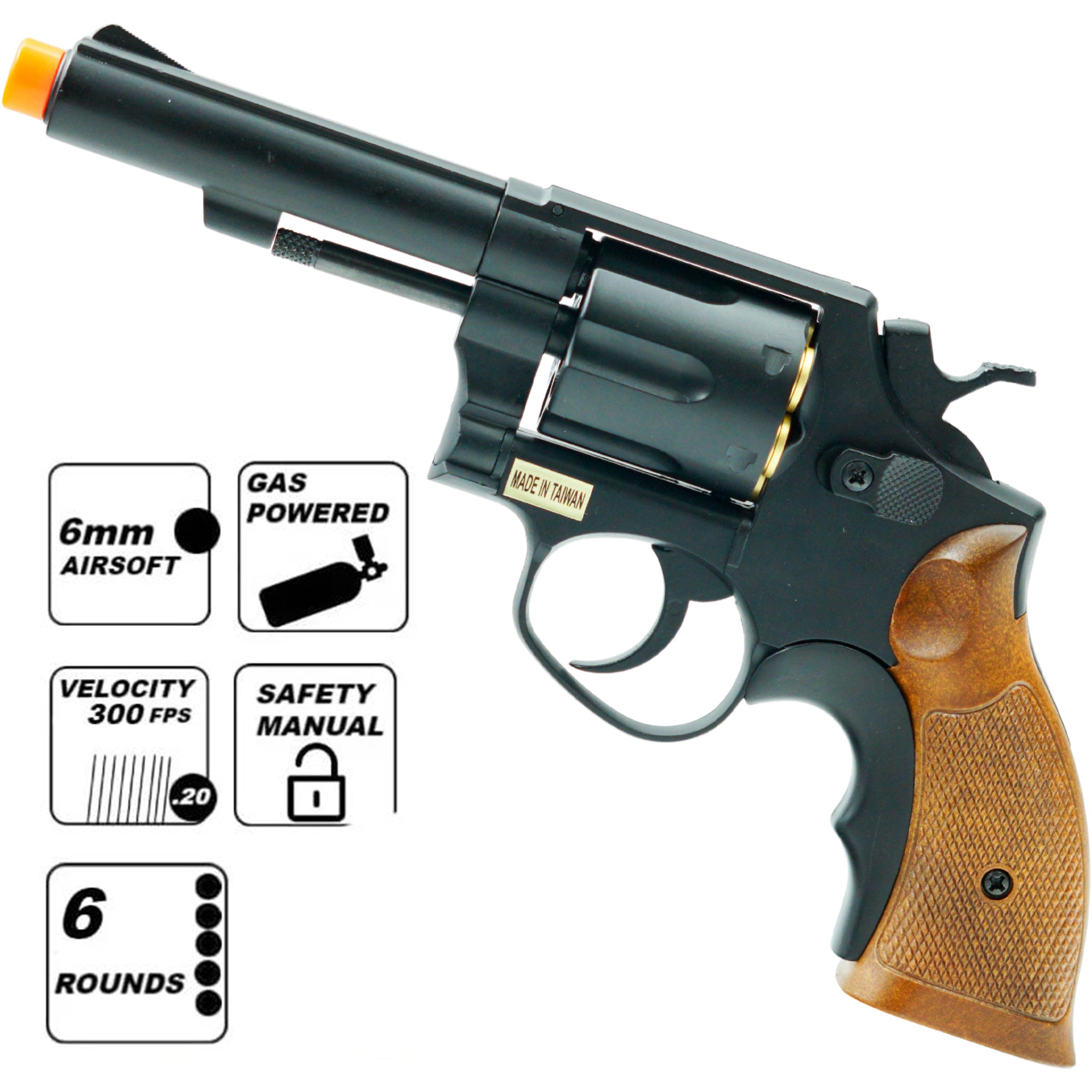 Airsoft Gas Revolver HFC Green Gas Powered Airsoft Revolver