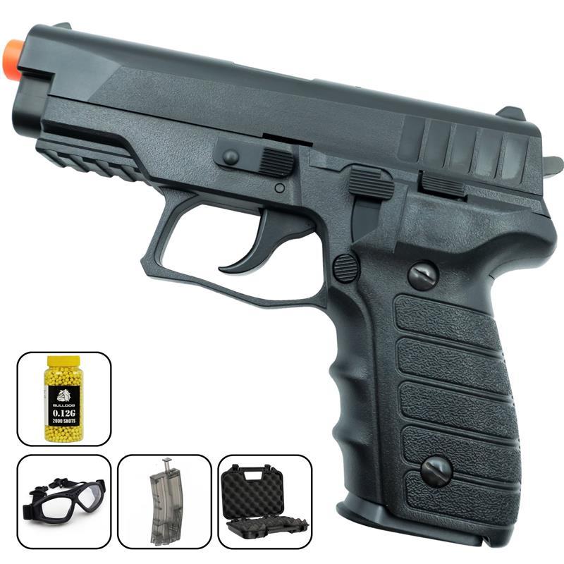 Airsoft Spring Pistol HFC HA-183 Spring Airsoft Pistol Bundle w/ BBs, Case, Goggles & Speed Loader