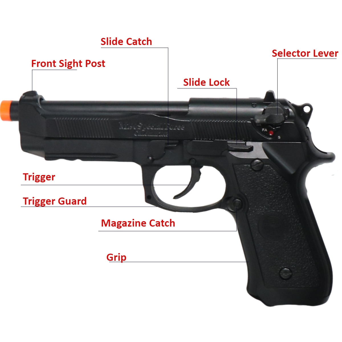 HFC HFC HG-190 Airsoft Gas Blowback Pistol - Beretta M92, 300 FPS, with Case