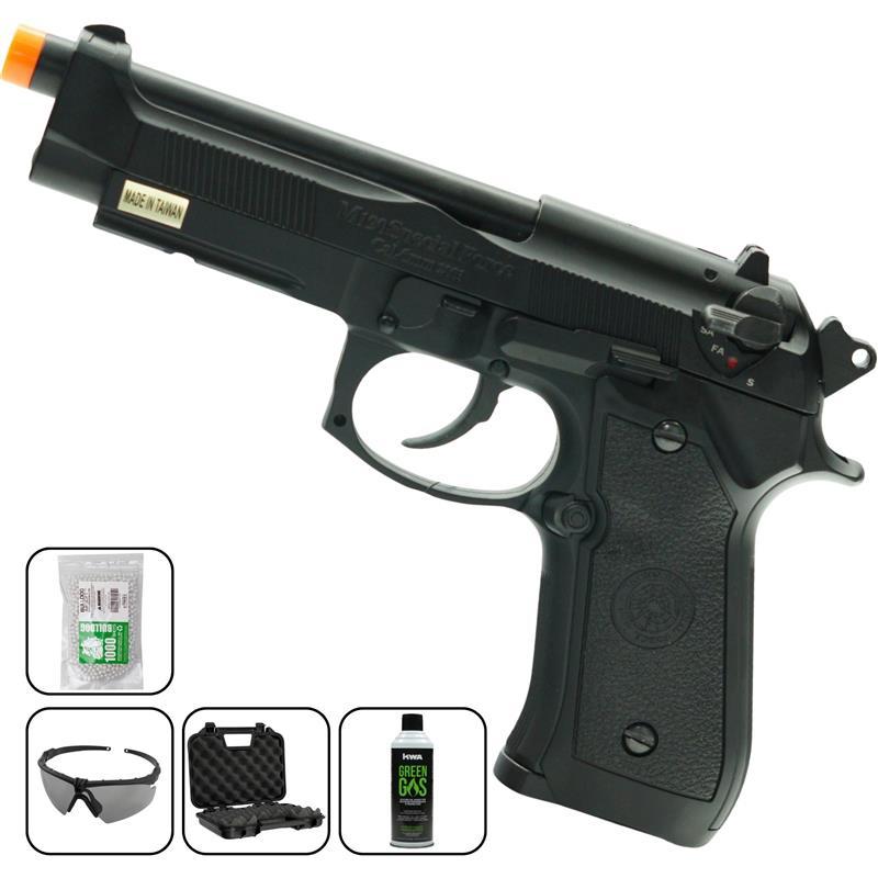 Airsoft Gas Pistol HFC HG-190 Airsoft Pistol Bundle Deals w/ BBs, Gas, Goggle & Case