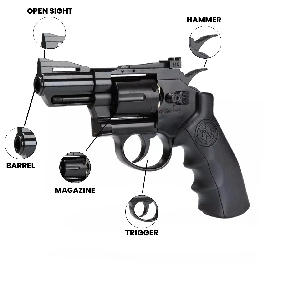 CO2 Air Gun Magazine KL Herc 2.5 Inch Titan Air Revolver CO2 Dual Ammo Air Revolver