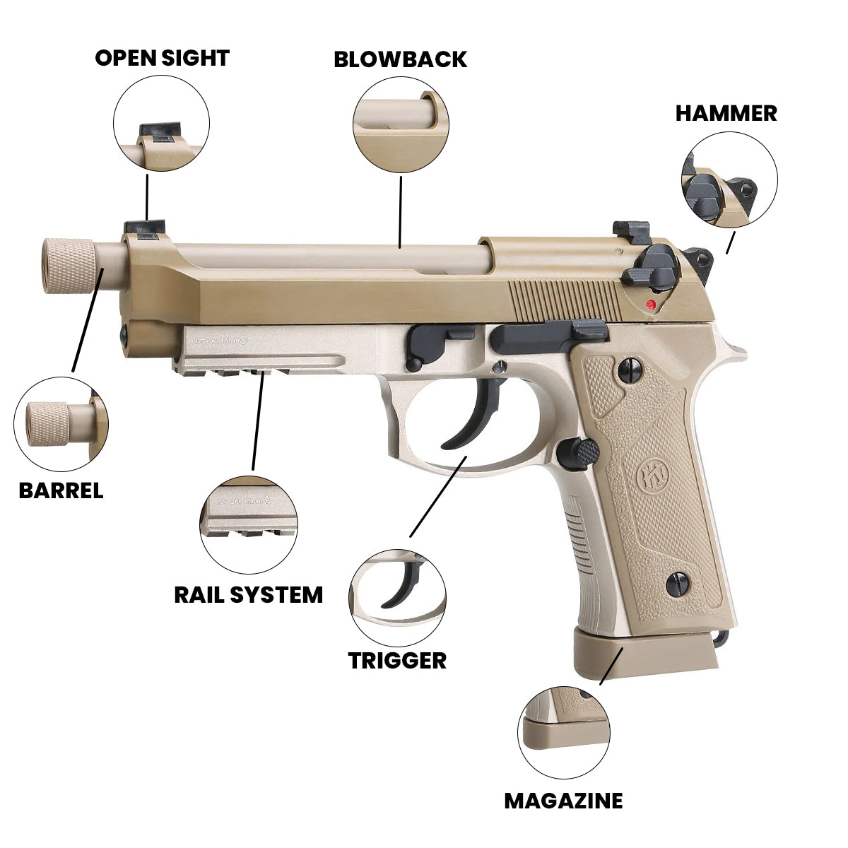 CO2 Air Gun KL M92 TD CO2 Blowback Air Pistol
