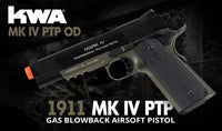 KWA KWA 1911 MK IV PTP Airsoft Gun - Full Metal, OD Green, 21 Rounds, 330 FPS