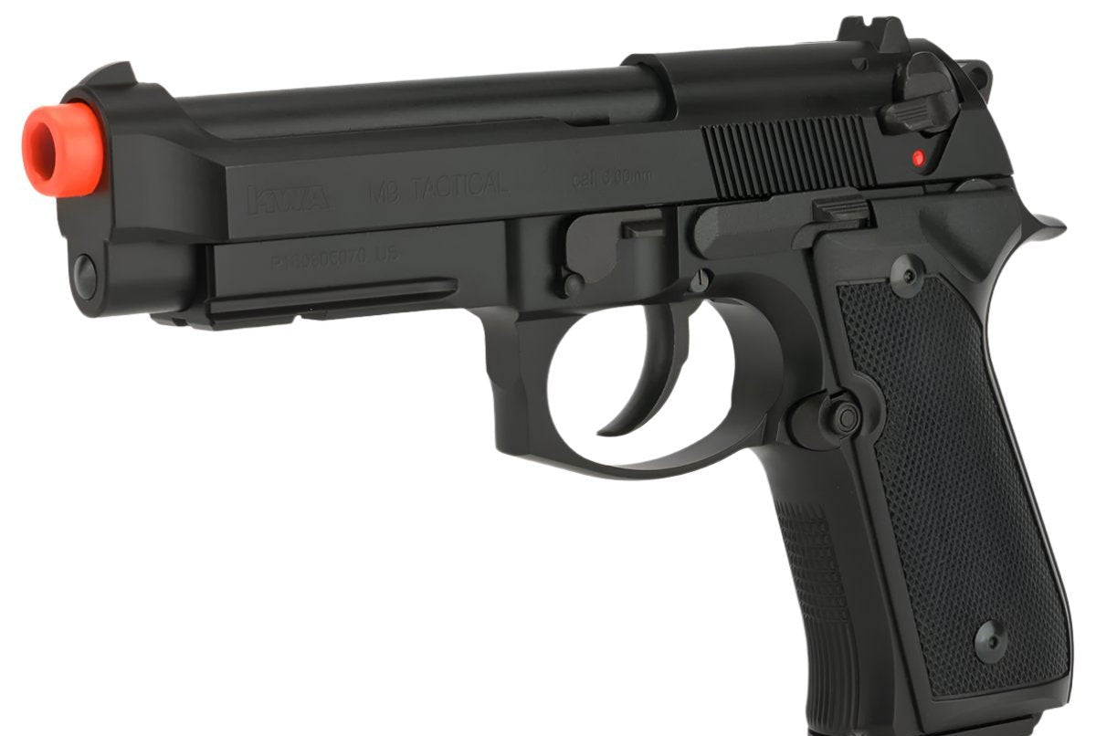 KWA KWA M9 PTP 6mm Airsoft Gun - 24 Rounds, Green Gas, Railed Frame, Metal Slide