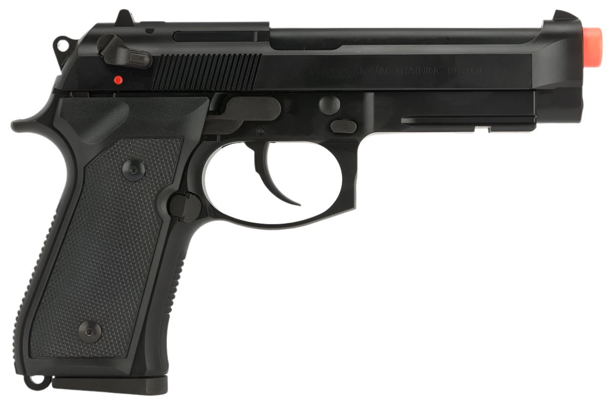 KWA KWA M9 PTP 6mm Airsoft Gun - 24 Rounds, Green Gas, Railed Frame, Metal Slide