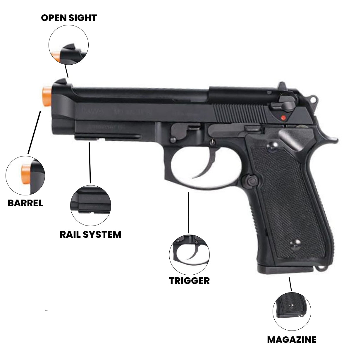 Airsoft GBB Pistol KWA M9 PTP Gas Blowback Airsoft Pistol
