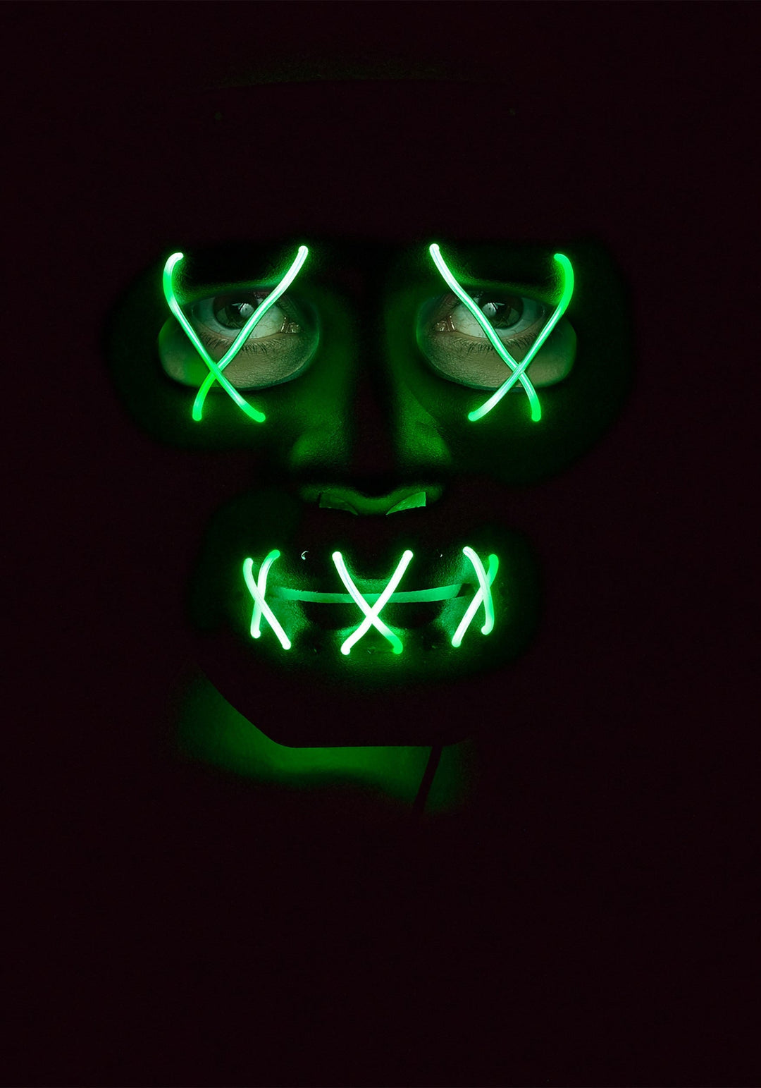 LED Purge Airsoft Mask Black with Green X