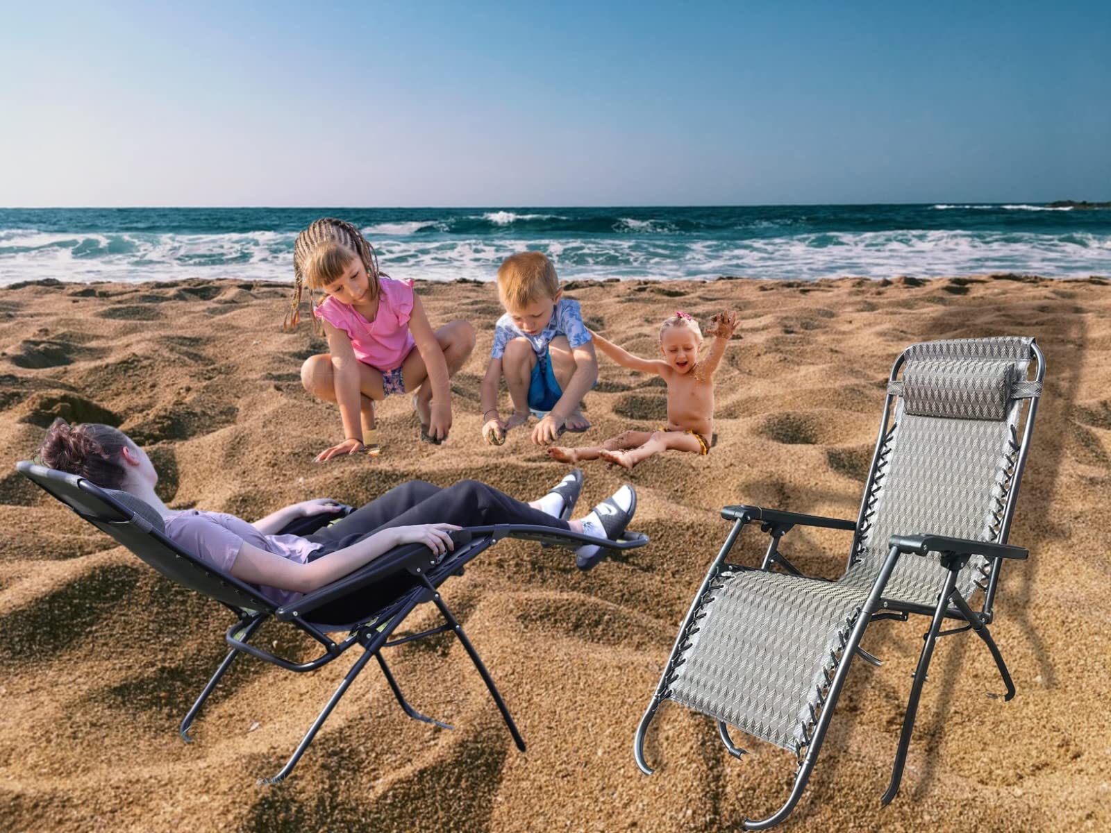 Home & Garden Outdoor Adjustable Camping Chair Set of 2 - Trimex