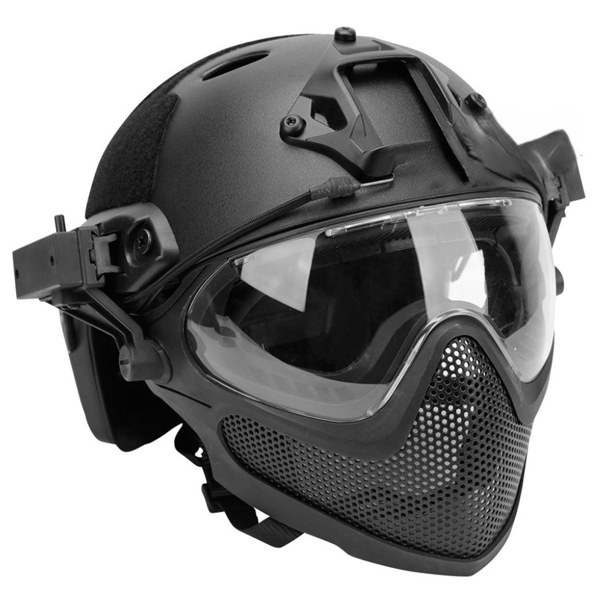 WOSPORT PILOT TACTICAL HELMET STEEL MESH VERSION BLACK FROM WOSPORT