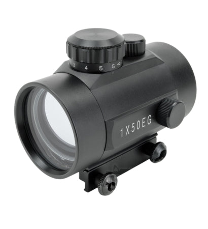 TRIMEX RED DOT 1X50 EG MM Scope - 5 MOA Reticle, 50mm Lens, Tactical Rail Mount