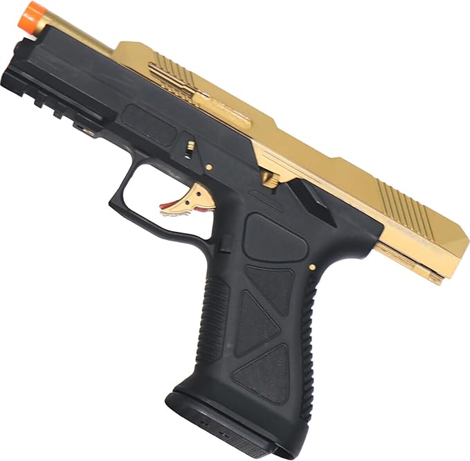 HFC Scorpion GBB Metal Airsoft Pistol - 300 FPS, Black Gold, with Case & BBs