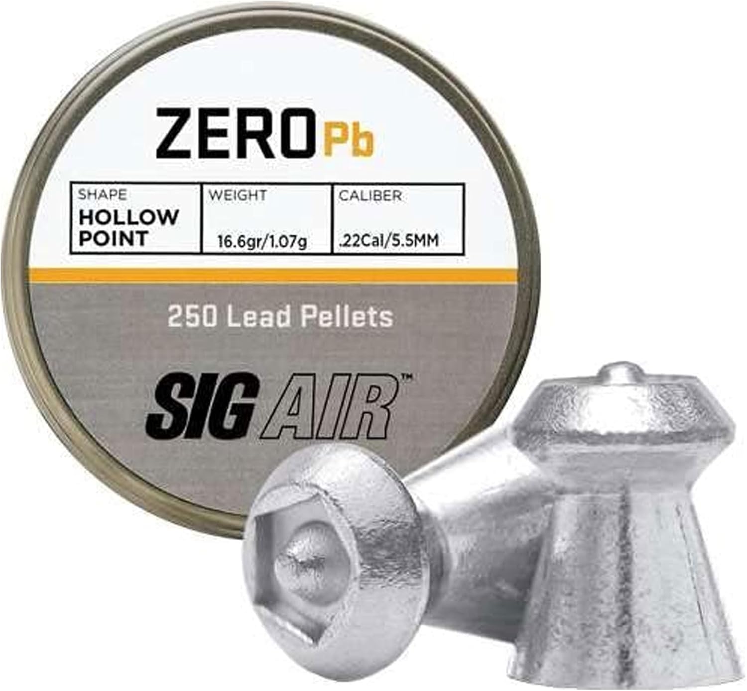 Sig Sauer SIG Sauer Zero Pellets, 22 Cal, 16.6 Grains, Hollowpoint, 250 ct