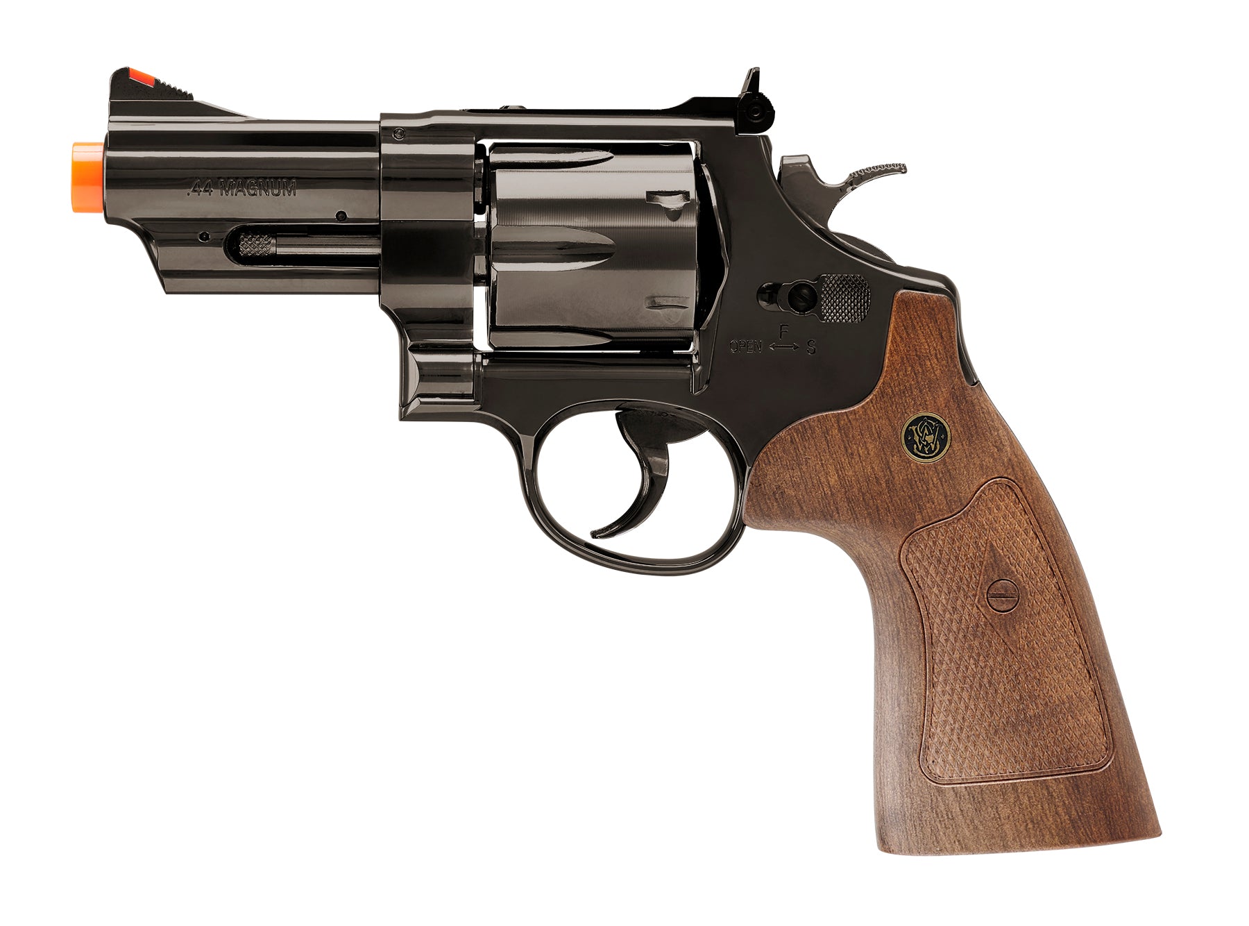 SMITH & WESSON Smith & Wesson M29 6mm BB Airsoft Revolver, CO2 Powered, 6-Shot, 3-Inch Barrel