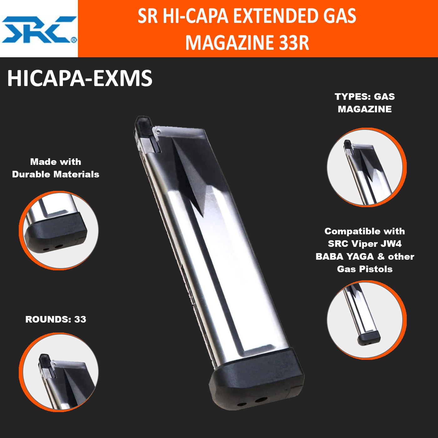 SRC SR HI-CAPA EXTENDED GAS MAGAZINE 33R