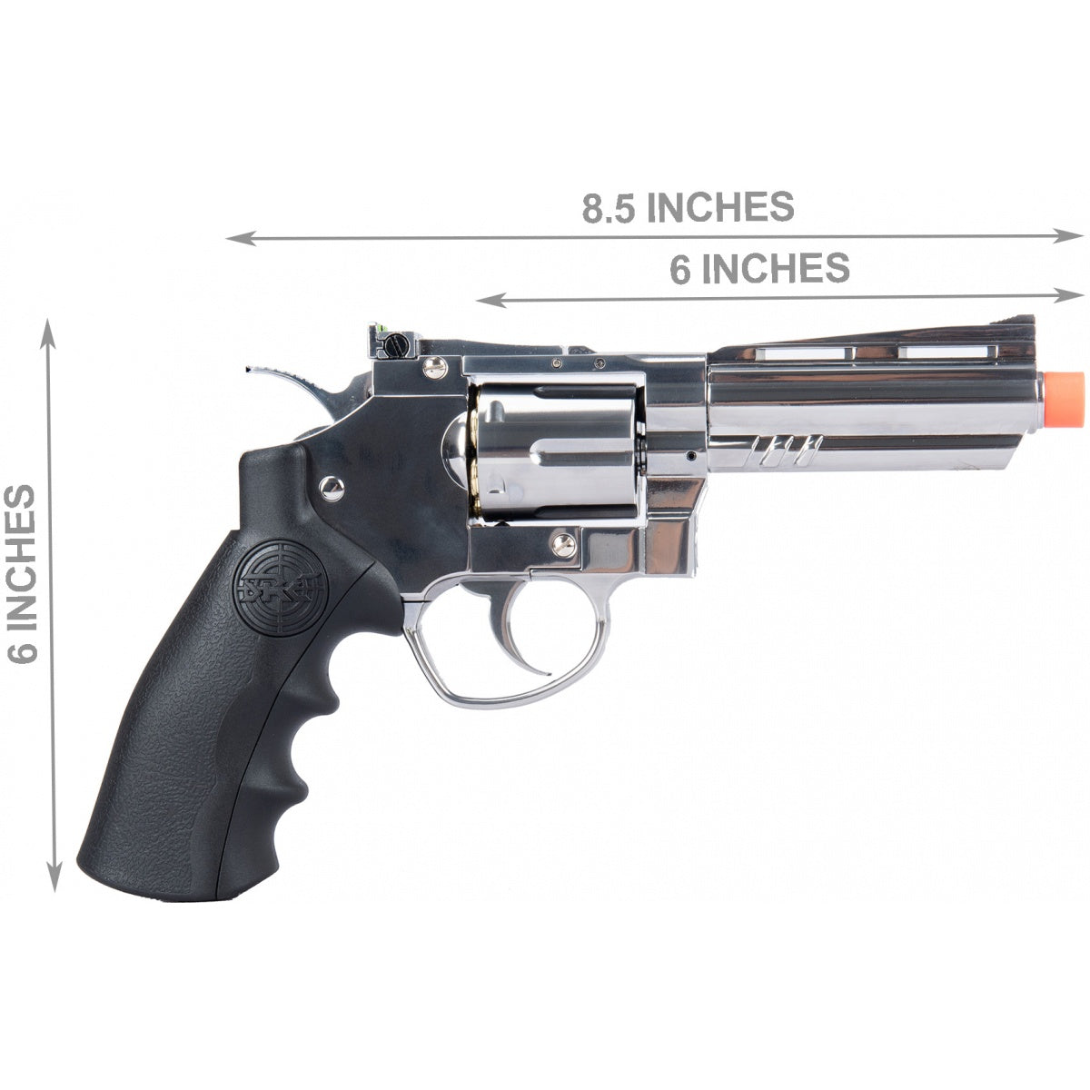 SRC SRC 4-Inch Titan Full Metal CO2 Airsoft Revolver - 6 Rounds, Silver, 350 FPS