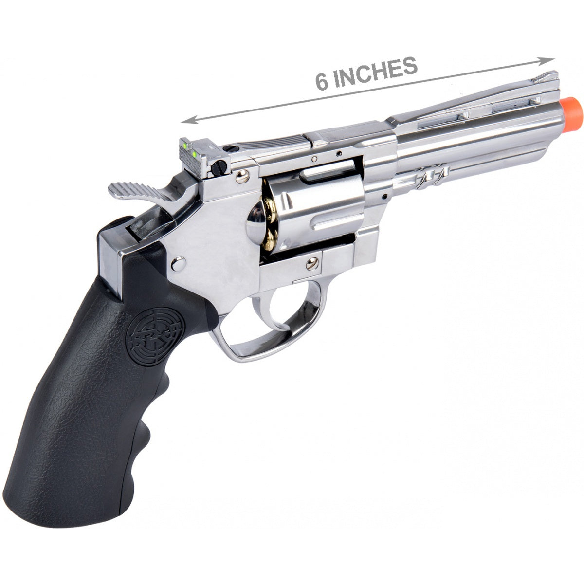 SRC SRC 4-Inch Titan Full Metal CO2 Airsoft Revolver - 6 Rounds, Silver, 350 FPS