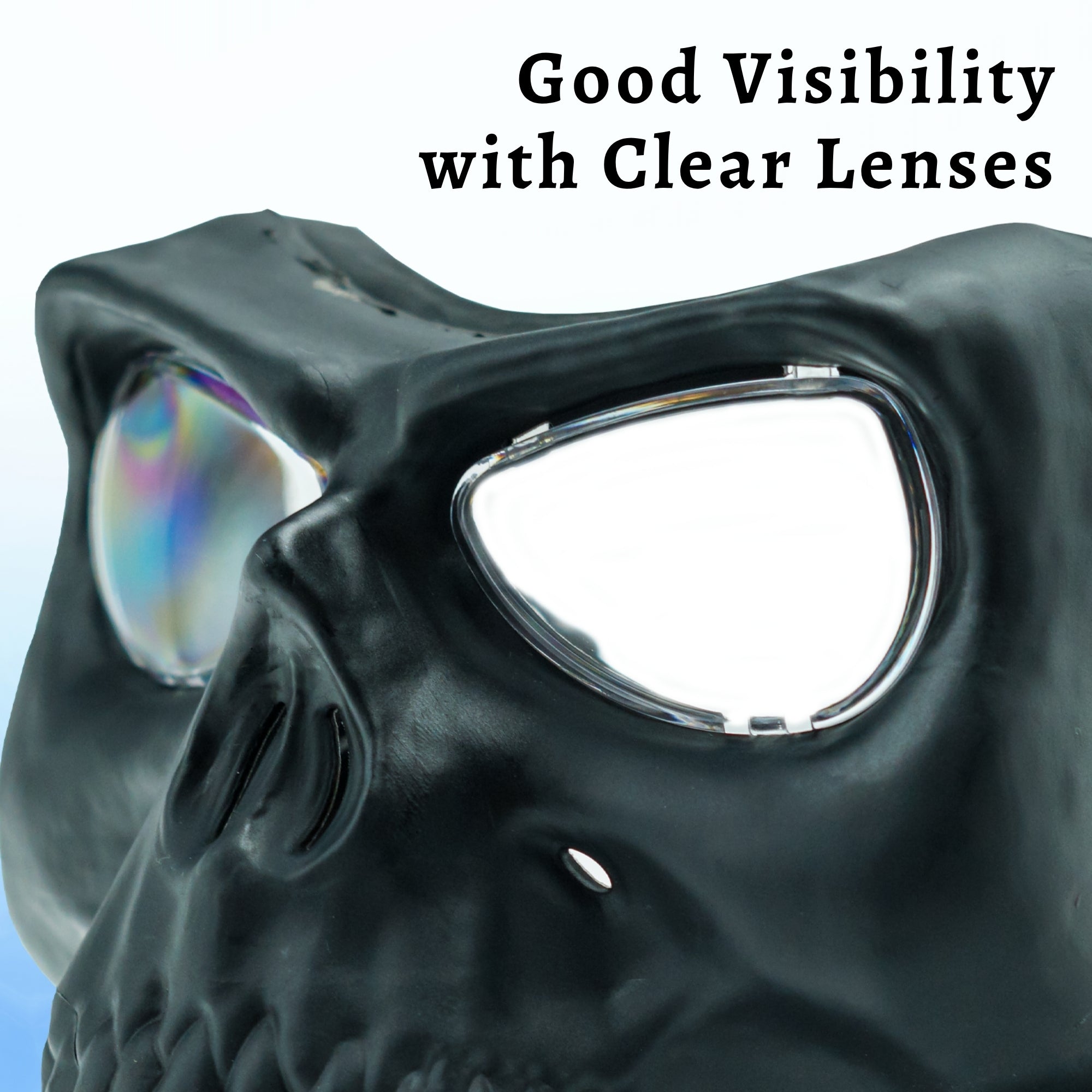 Airsoft Mask SRC Full Face Skull Airsoft Mask V2 Black with Clear Lenses