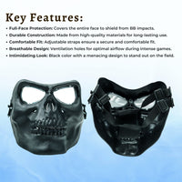 Airsoft Mask SRC Full Face Skull Airsoft Mask V2 Black with Clear Lenses