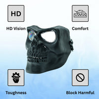 Airsoft Mask SRC Full Face Skull Airsoft Mask V2 Black with Clear Lenses