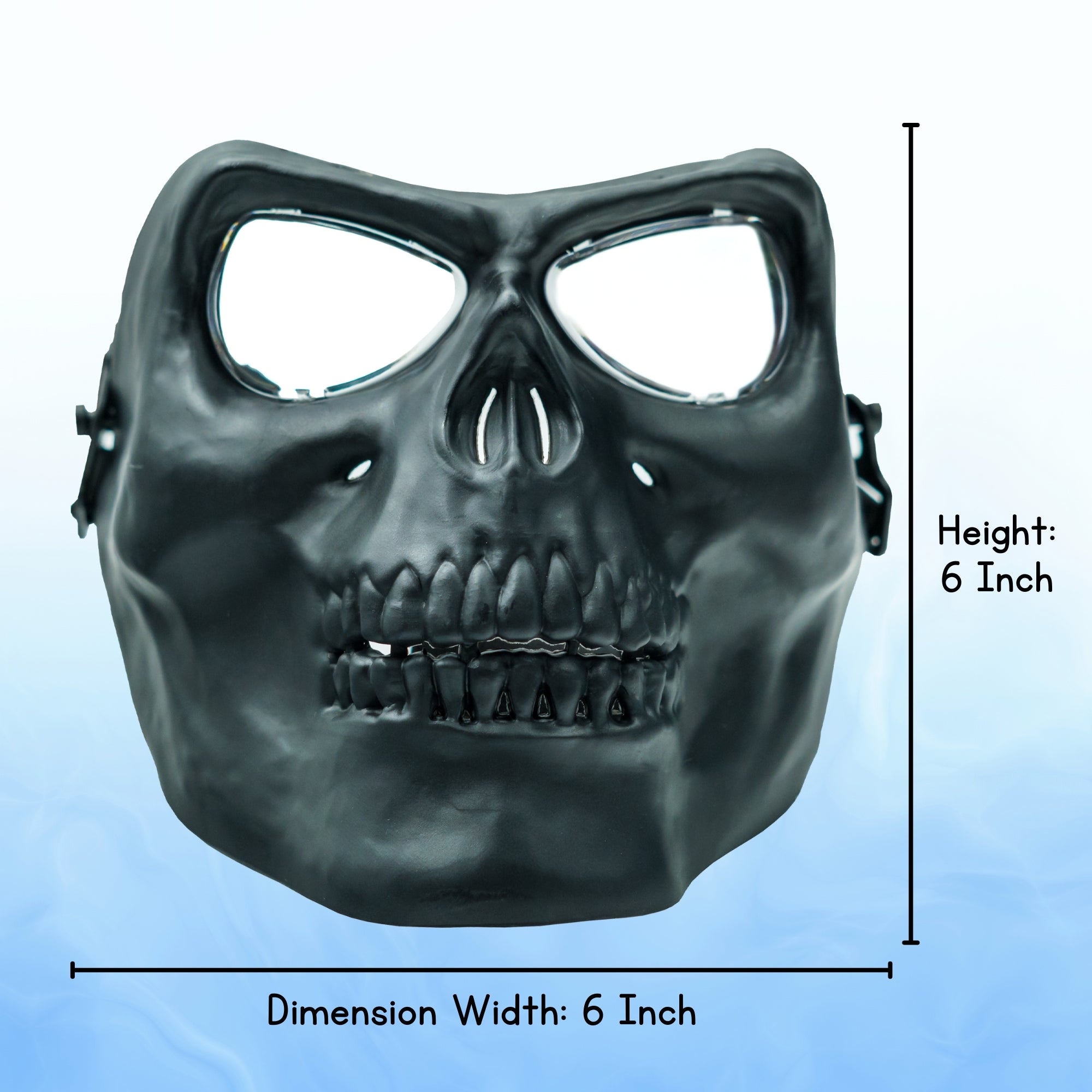 Airsoft Mask SRC Full Face Skull Airsoft Mask V2 Black with Clear Lenses