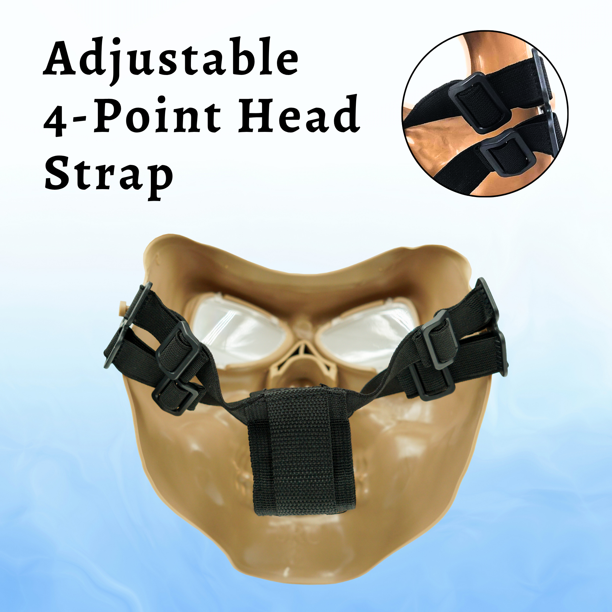 Airsoft Mask SRC Full Face Skull Airsoft Mask V2 Tan with Clear Lenses - P-36-DT1