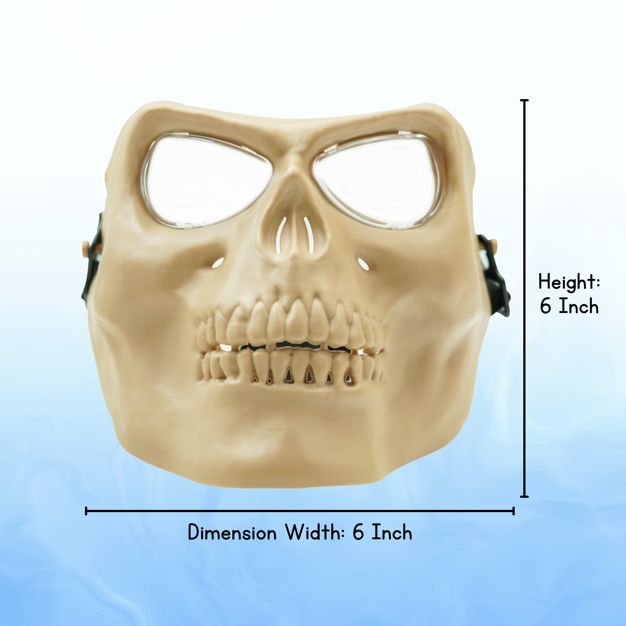 Airsoft Mask SRC Full Face Skull Airsoft Mask V2 Tan with Clear Lenses - P-36-DT1