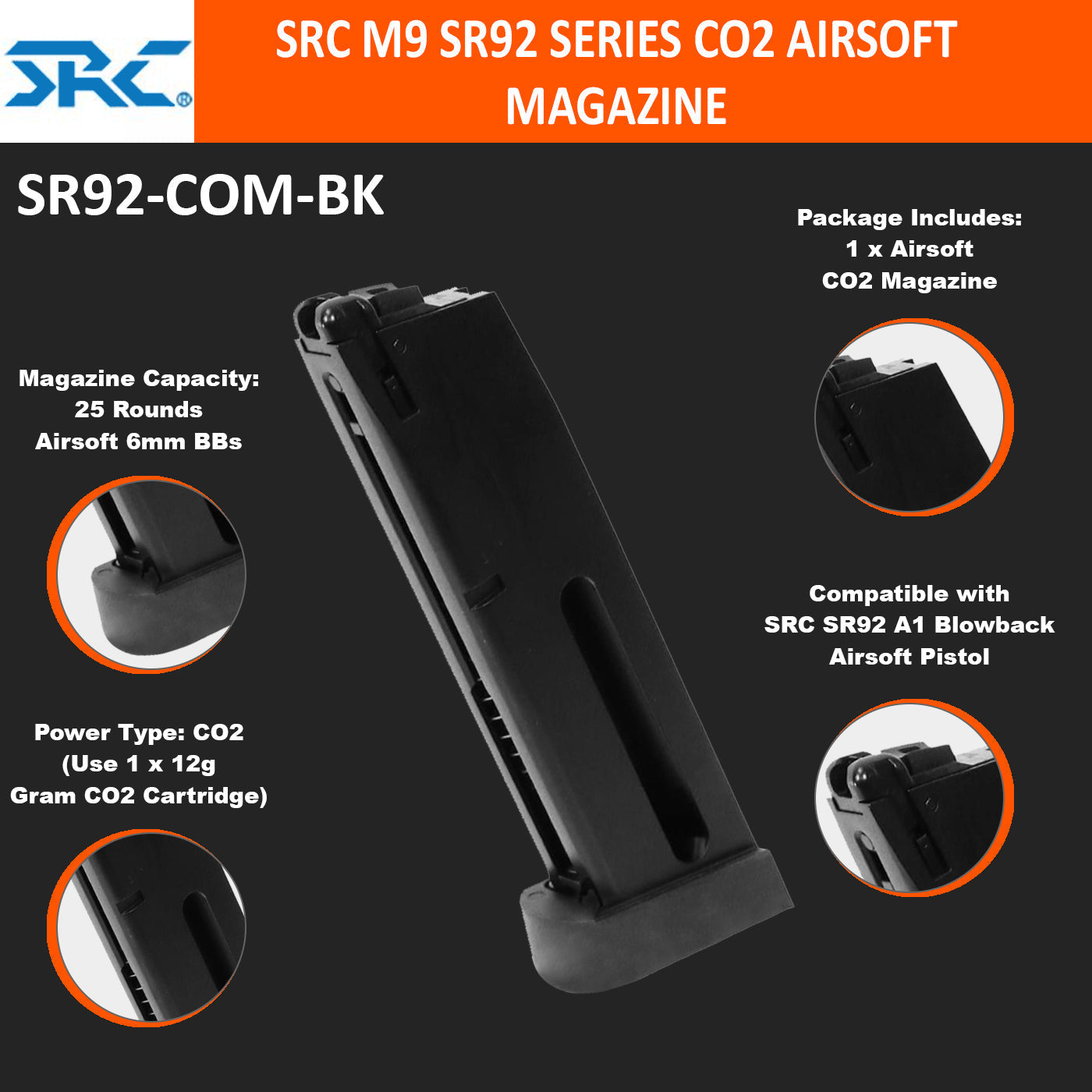 SRC SRC M9 SR92 SERIES CO2 AIRSOFT MAGAZINE