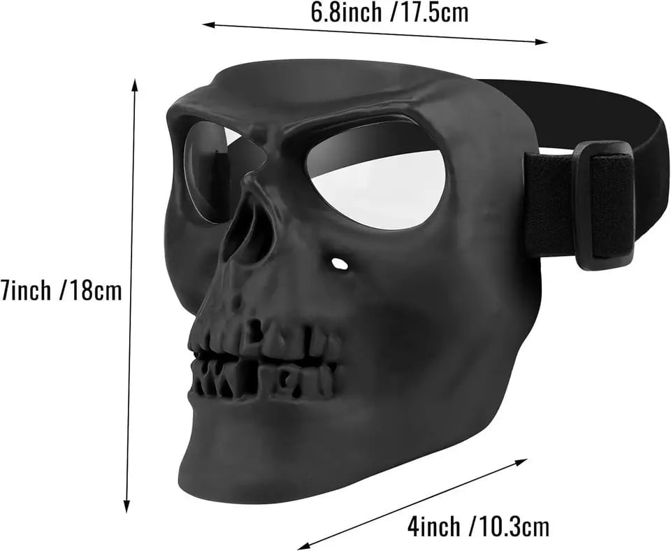 SRC SRC Skull Full Face Airsoft Mask V2 Black With Clear Lenses