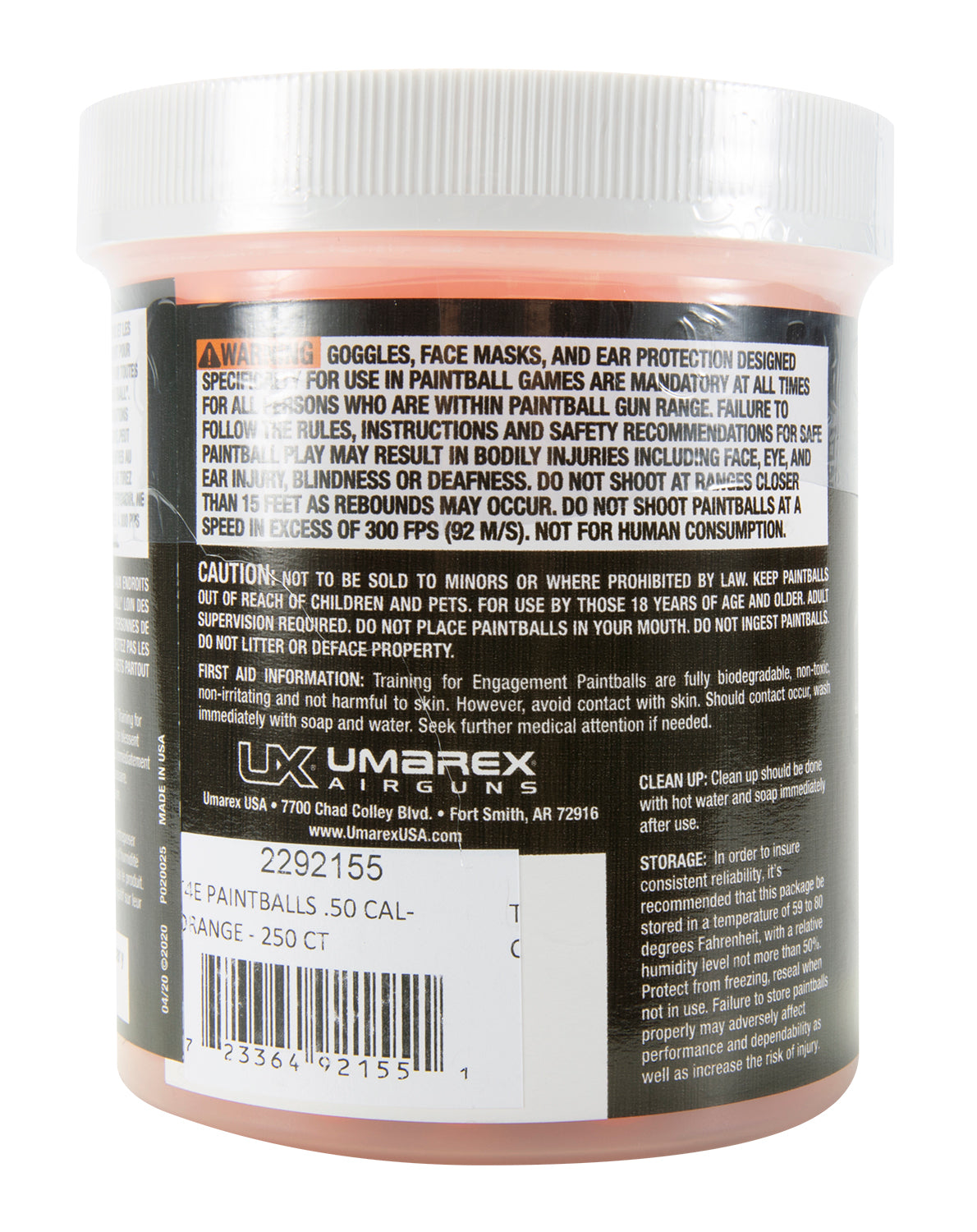 ammo T4E .50 Caliber Orange Paintballs - 250 Count, High-Visibility Training Ammo