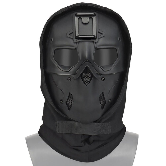 WOSPORT TACTICAL FULL-FACE MASK WITH NIGHT HEADGEAR BLACK FOR AIRSOFT