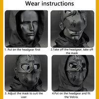 WOSPORT TACTICAL FULL-FACE MASK WITH NIGHT HEADGEAR BLACK FOR AIRSOFT