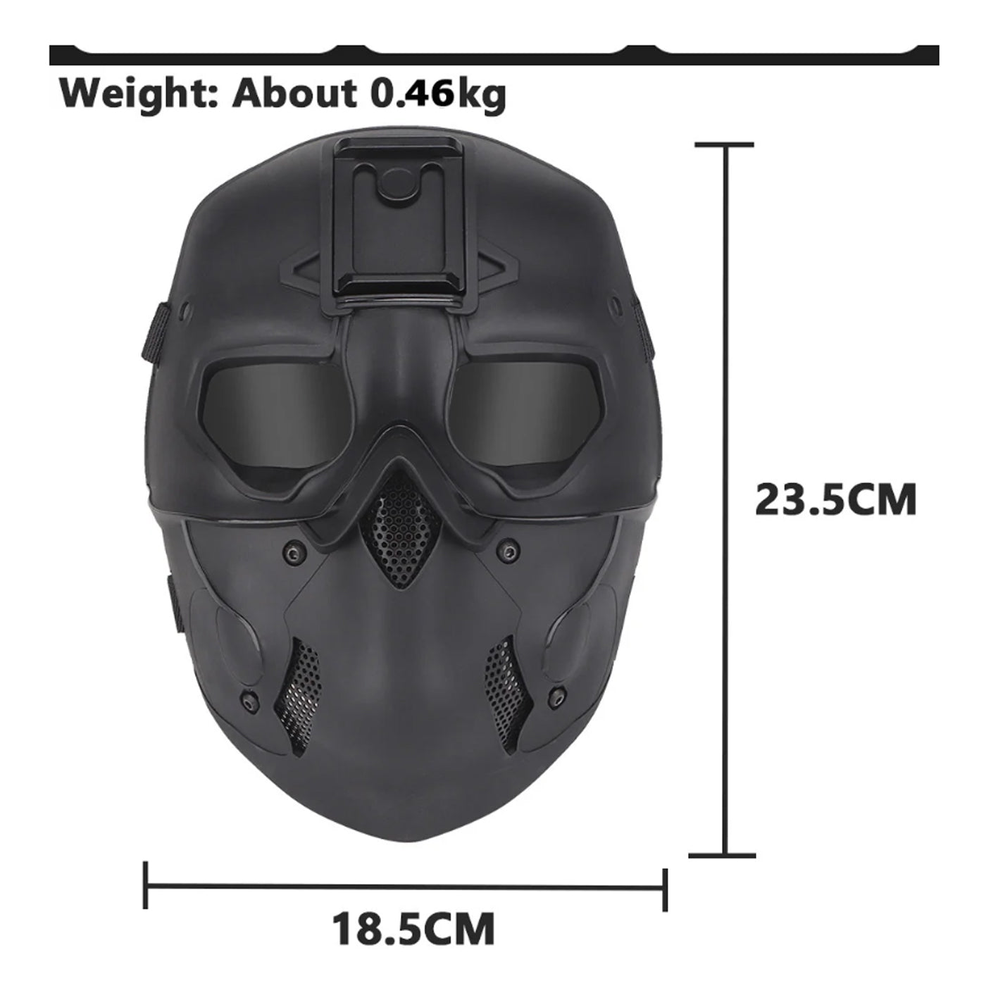 WOSPORT TACTICAL FULL-FACE MASK WITH NIGHT HEADGEAR BLACK FOR AIRSOFT