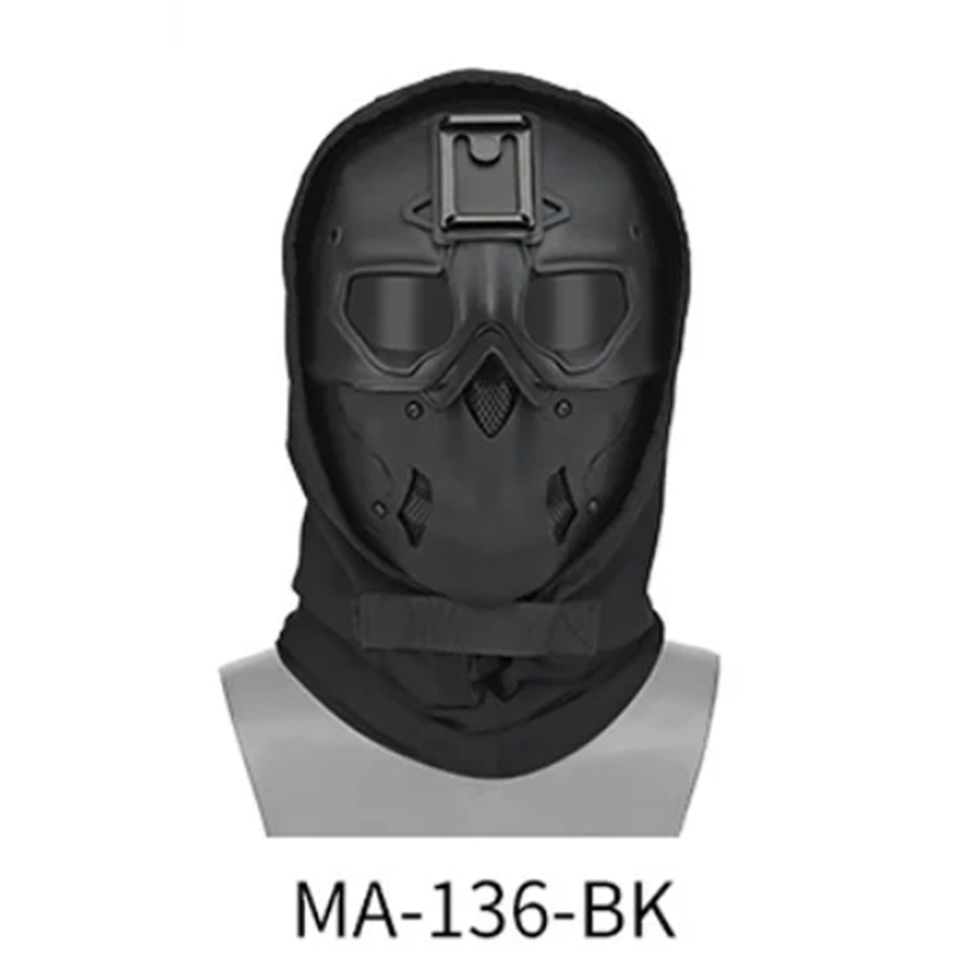 WOSPORT TACTICAL FULL-FACE MASK WITH NIGHT HEADGEAR BLACK FOR AIRSOFT
