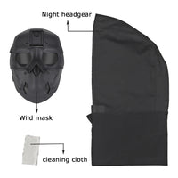 WOSPORT TACTICAL FULL-FACE MASK WITH NIGHT HEADGEAR BLACK FOR AIRSOFT