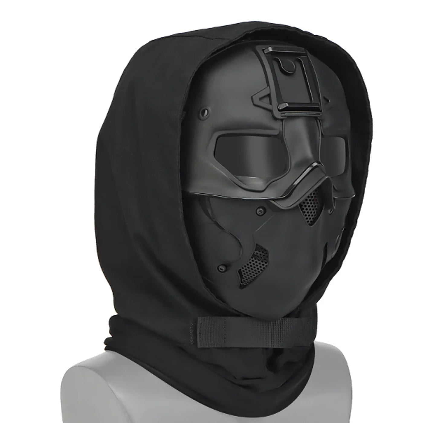 WOSPORT TACTICAL FULL-FACE MASK WITH NIGHT HEADGEAR BLACK FOR AIRSOFT