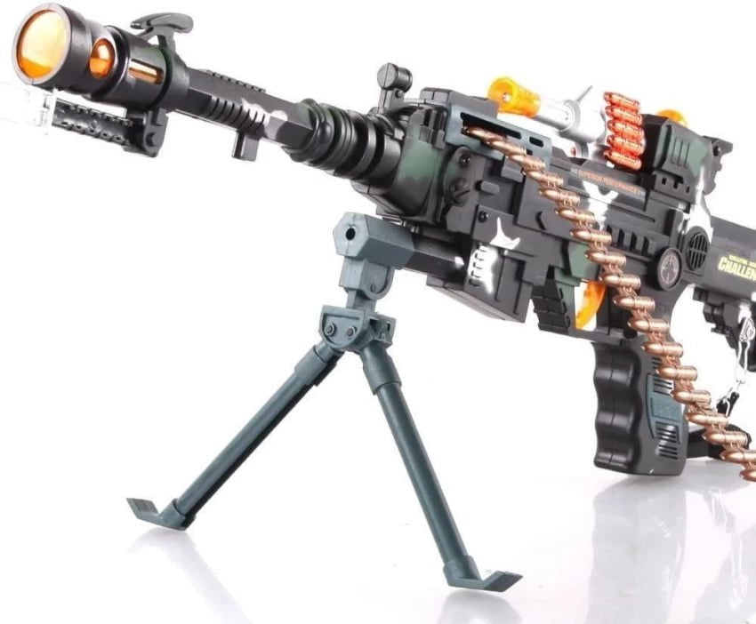 TRIMEX TOY BATTERY ELECTRIC FUN MILITARY MACHINE GUN