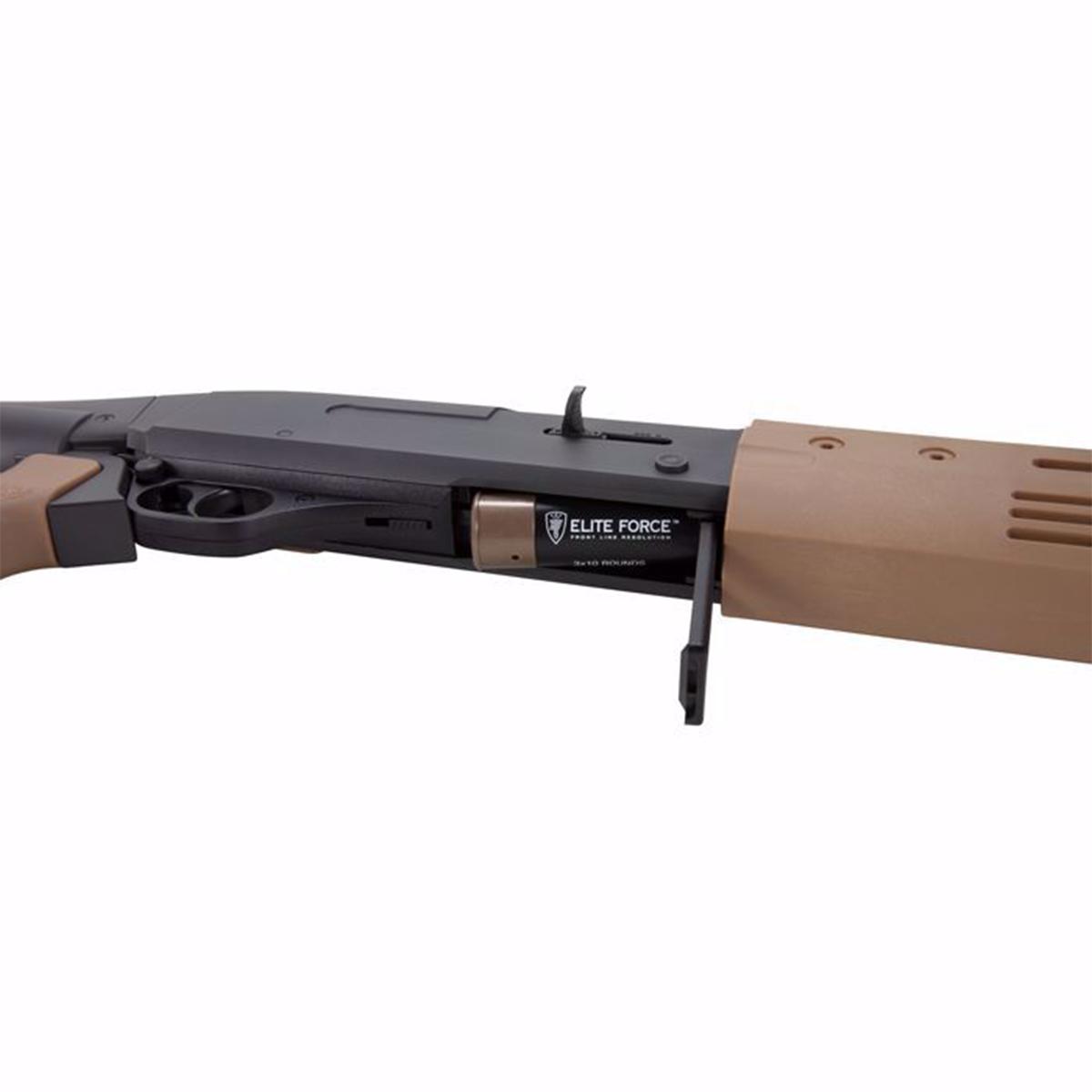 Airsoft Shotgun Tri-Shot Semi Auto CO2 Airsoft Shotgun 340 FPS (Black/Tan) - Elite Force