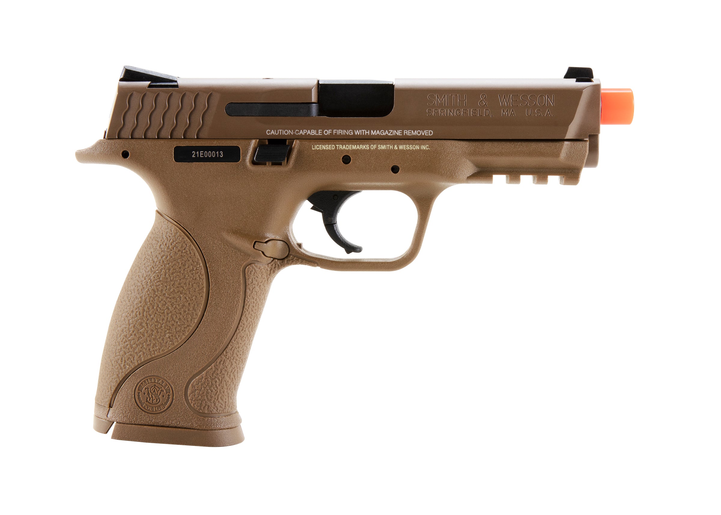 Umarex Smith & Wesson Umarex Smith & Wesson M&P 9 GBB 6mm BB Pistol Airsoft Gun, Tan, 23 Rounds