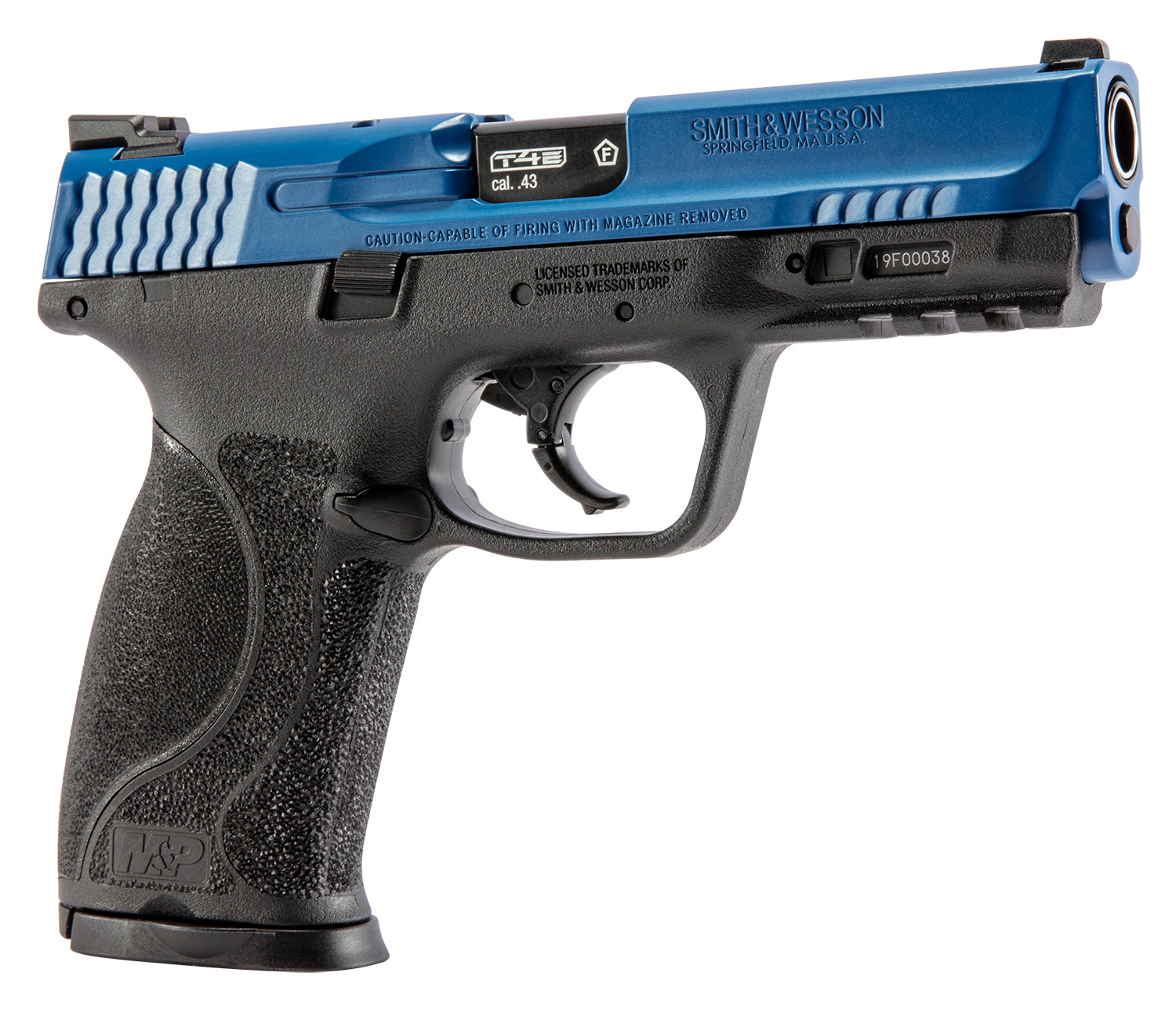 T4E, UMAREX USA Umarex T4E Smith & Wesson M&P M2.0 .43 Caliber CO2-Powered Training Pistol - 8 Rounds, Paintball Gun Marker, LE Blue