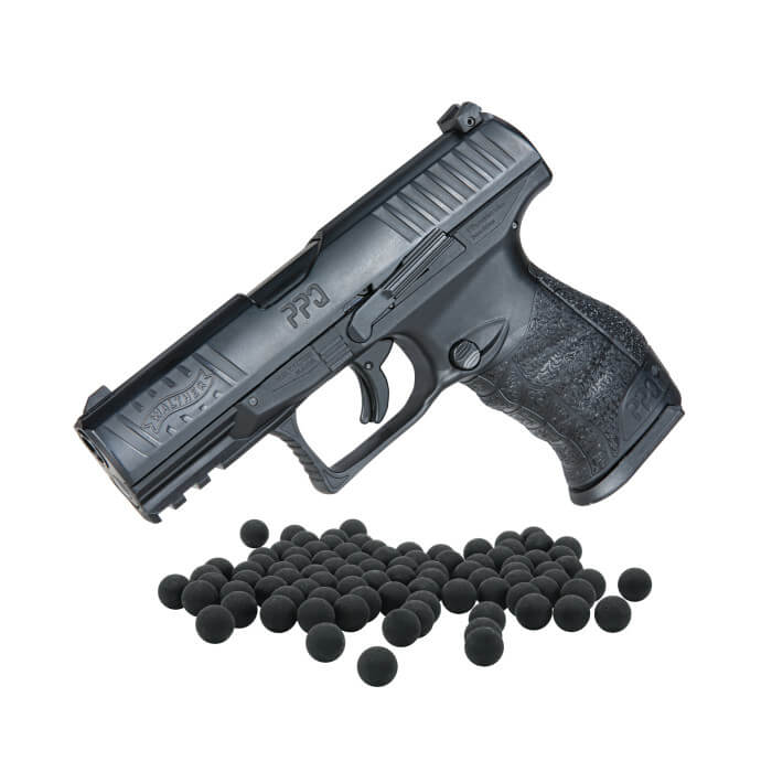 T4E, UMAREX USA Umarex T4E Walther PPQ .43 Caliber CO2-Powered Training Pistol - 8 Rounds, Paintball Gun Marker, Black