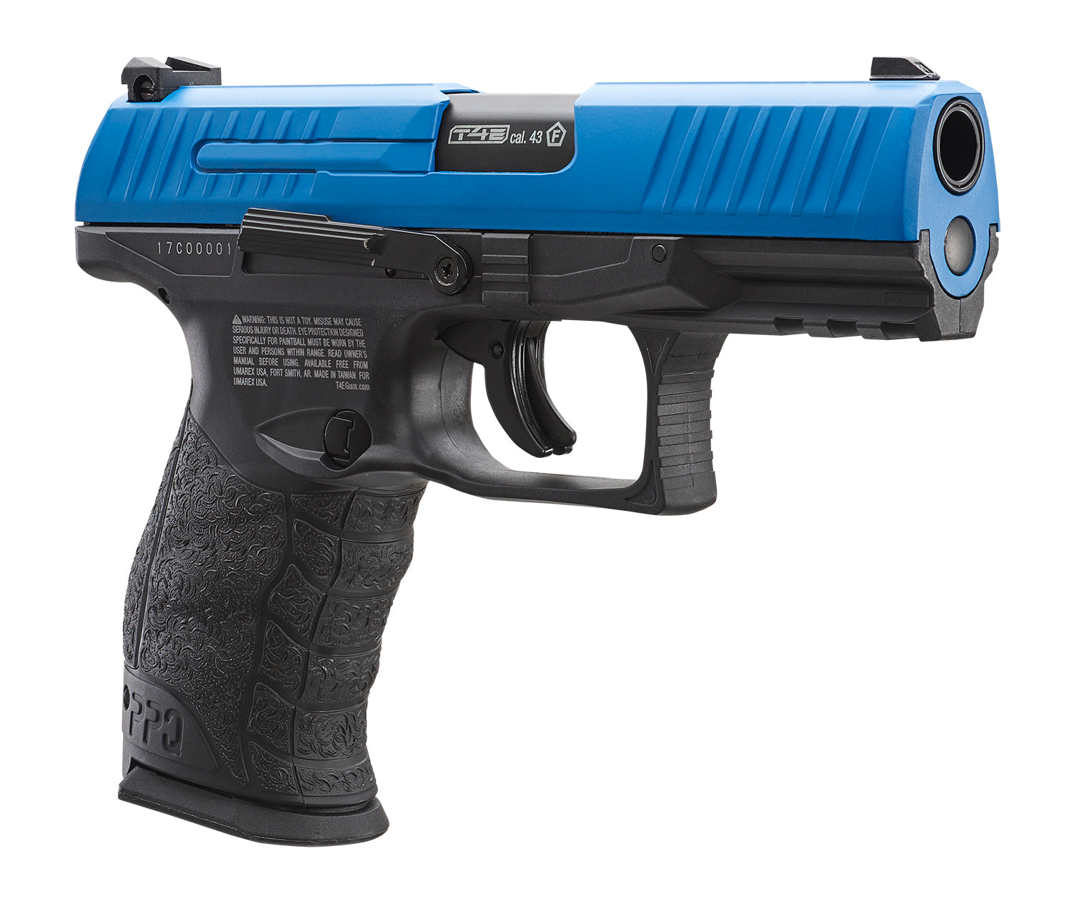 T4E, UMAREX USA Umarex T4E Walther PPQ .43 Caliber CO2-Powered Training Pistol - 8 Rounds, Paintball Gun Marker, Blue