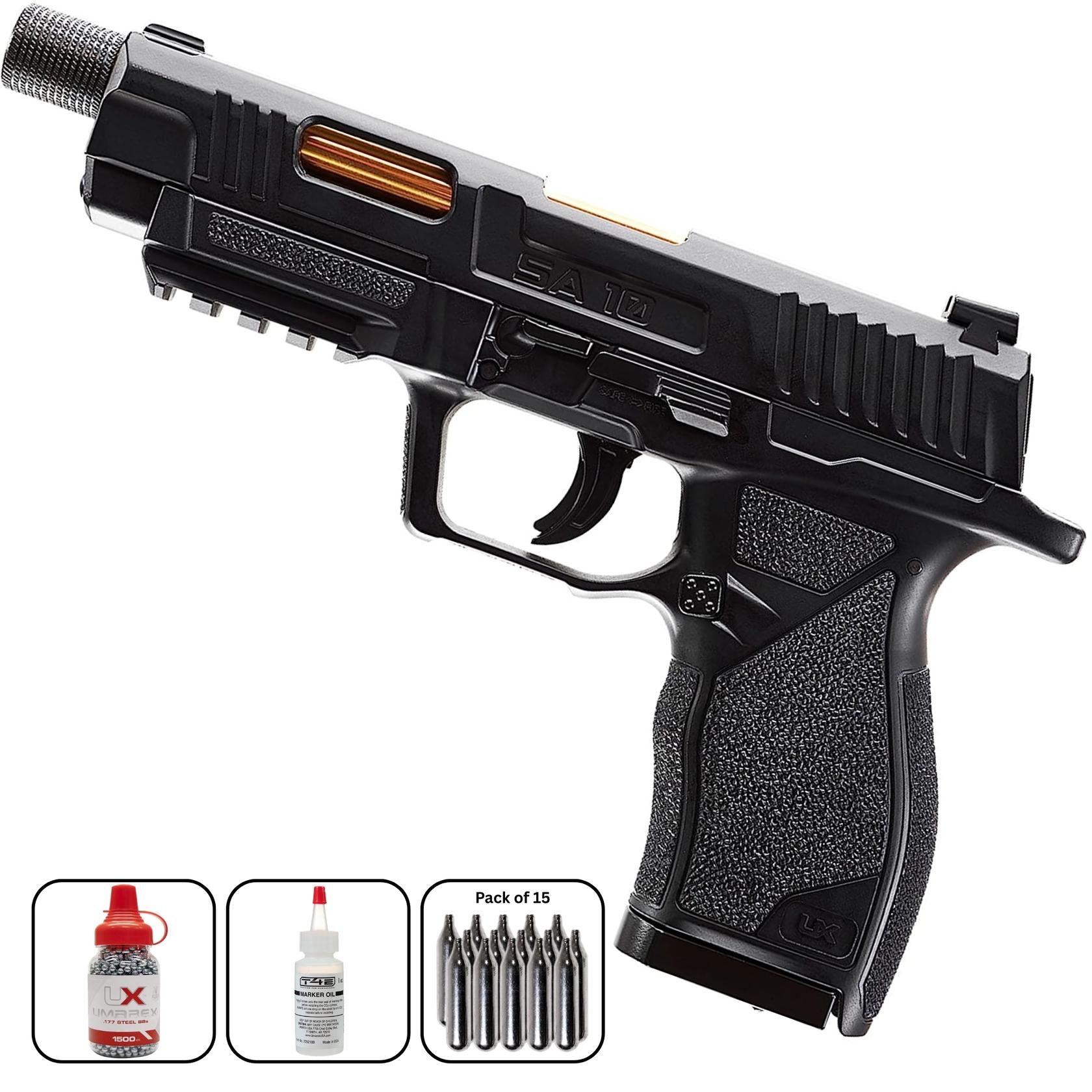 Umarex UX SA10 (blowback) | Pack Pistola De Balines (perdigones O Bolas De Acero BB's). Arma De Aire Comprimido CO2 Calibre 4,5mm - Potencia Menor A 3,5 J