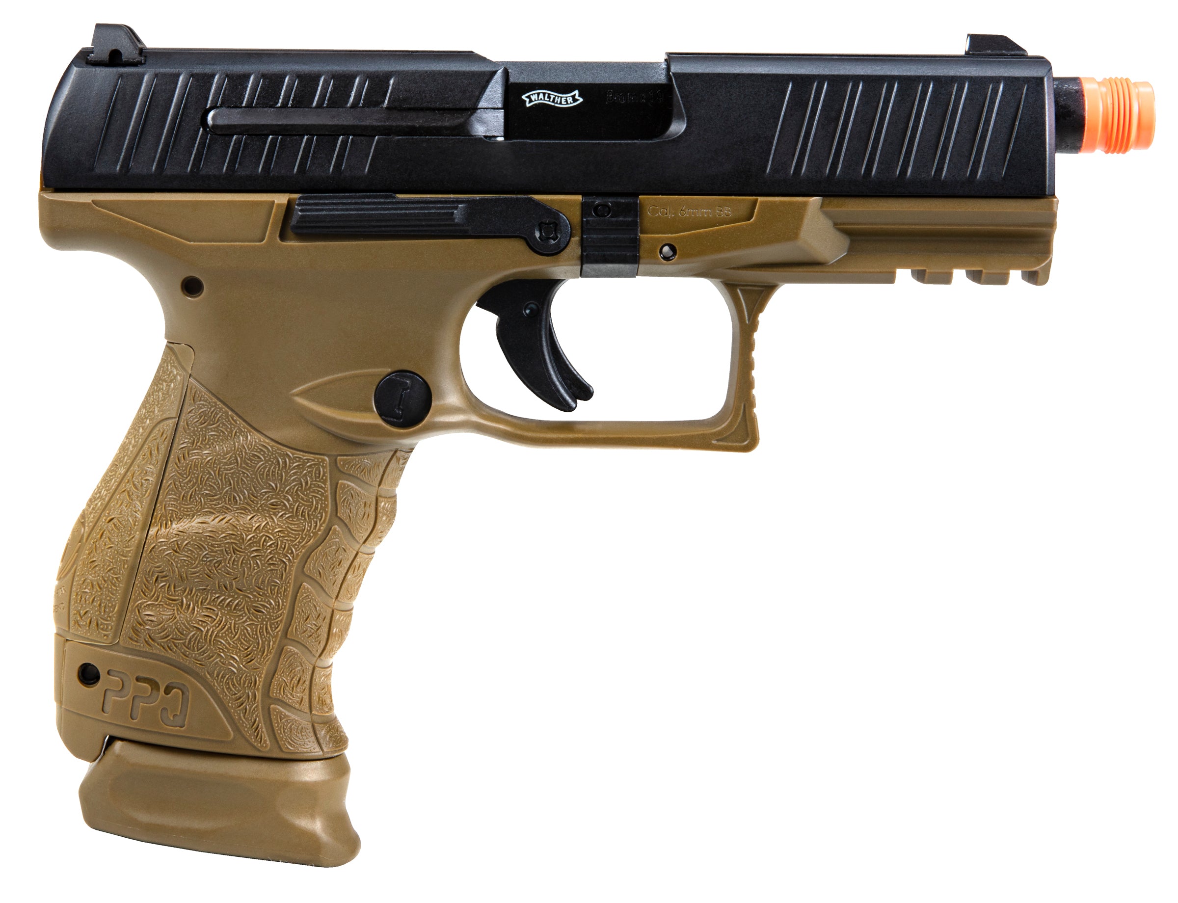 Walther Walther PPQ GBB 6mm Blowback Airsoft Pistol - 22 Rounds, Dark Earth Brown