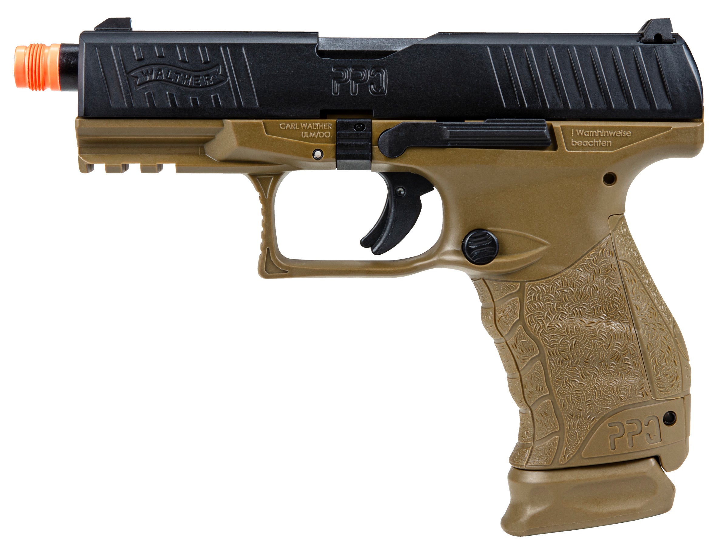 Walther Walther PPQ GBB 6mm Blowback Airsoft Pistol - 22 Rounds, Dark Earth Brown