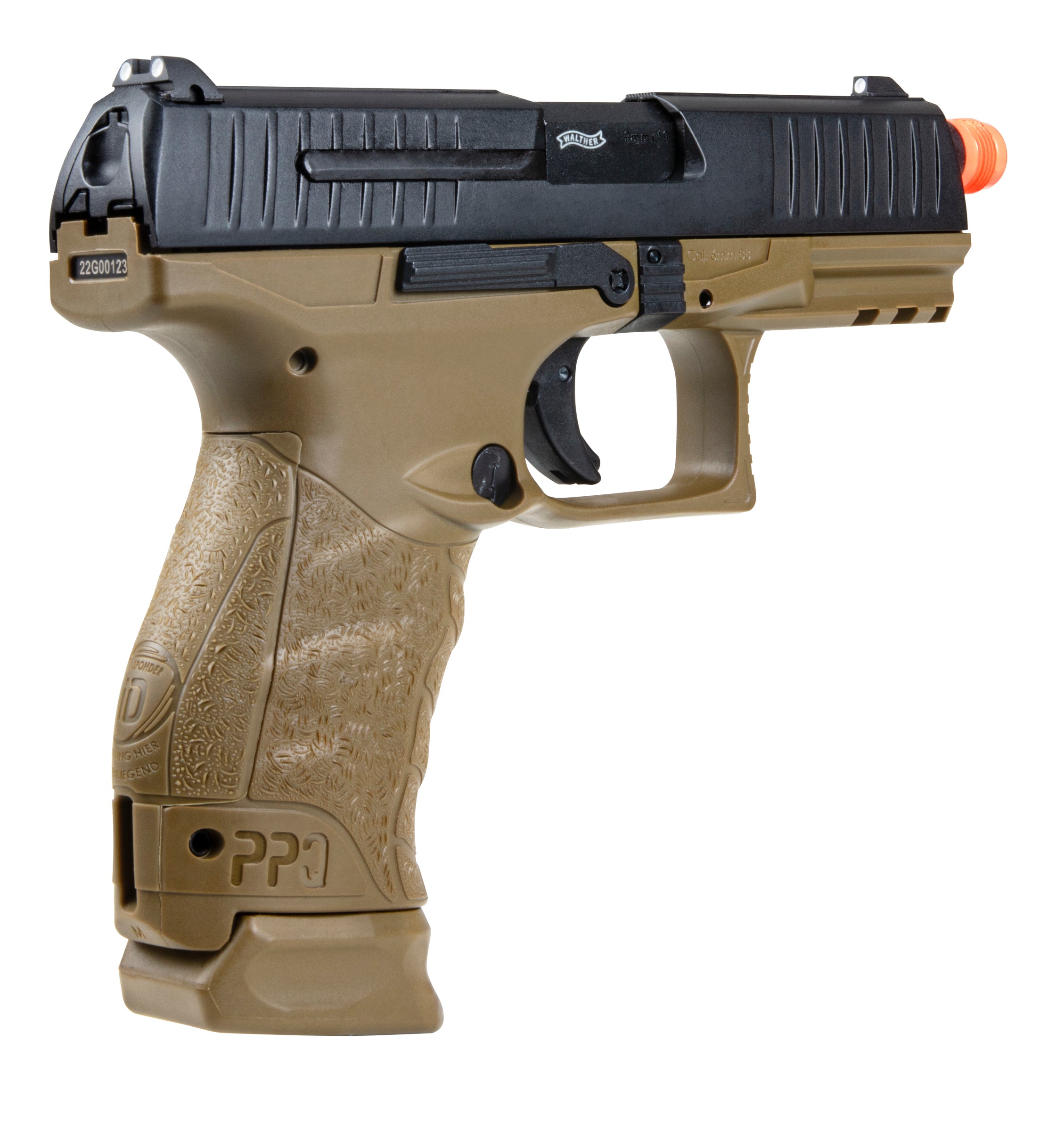 Walther Walther PPQ GBB 6mm Blowback Airsoft Pistol - 22 Rounds, Dark Earth Brown