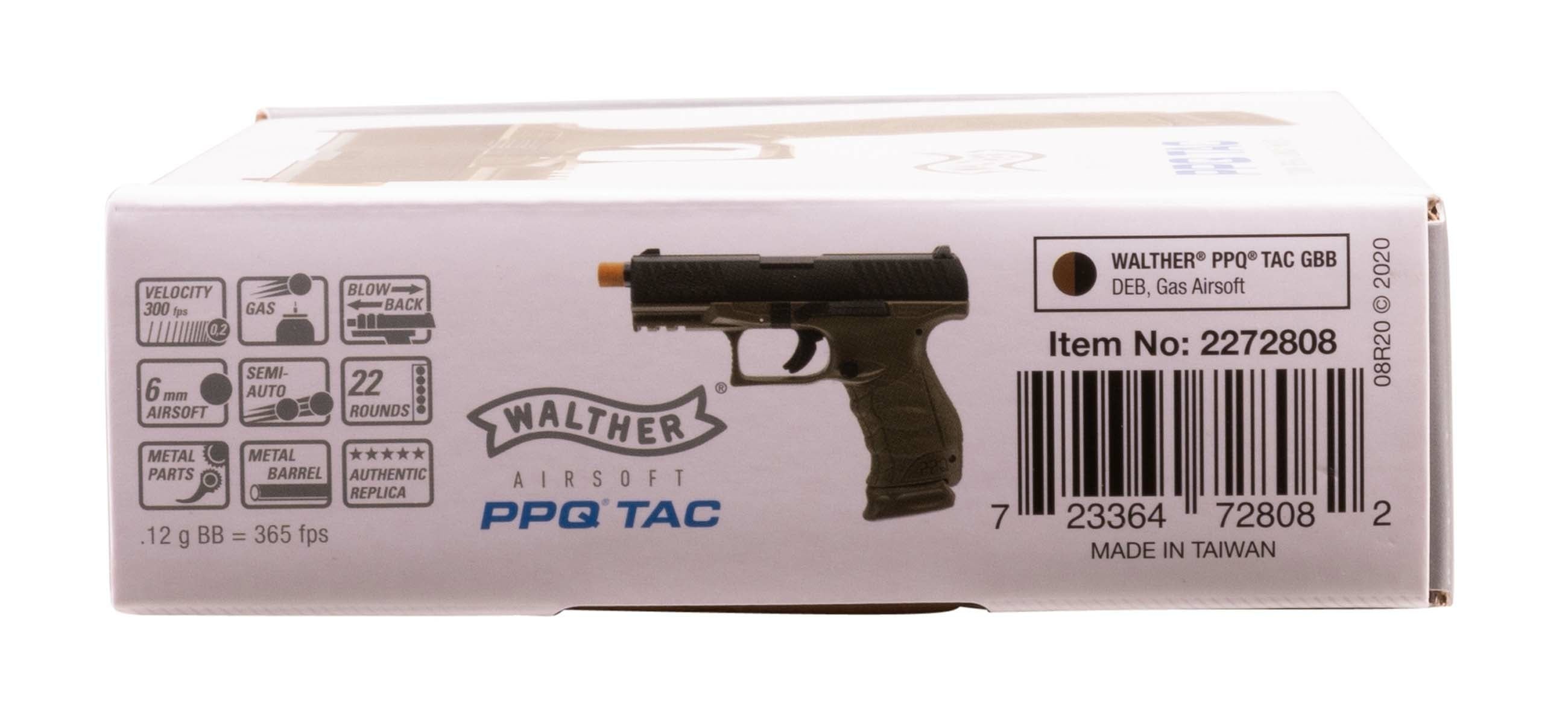 Walther Walther PPQ GBB 6mm Blowback Airsoft Pistol - 22 Rounds, Dark Earth Brown